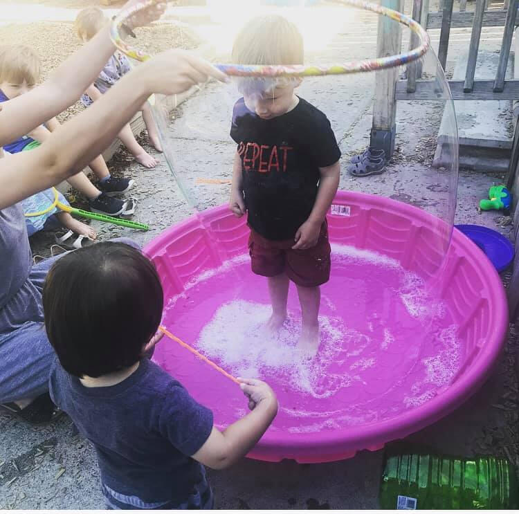 Preschool learning about bubbles